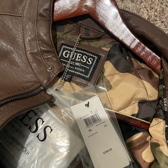 Brown leather guess jacket new with tags never worn - Picture 2 of 3